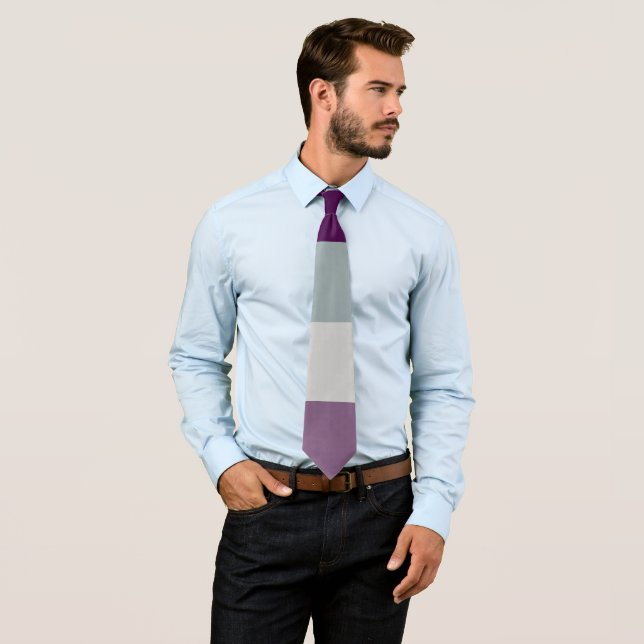 Cravate Drapeau Asexuel Gris Violet Gris Gris Strié LGBT (En situation)