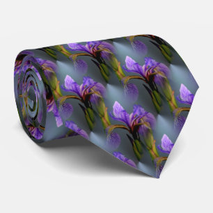 Cravate Drapeau bleu Iris Fleur Motif de la nature