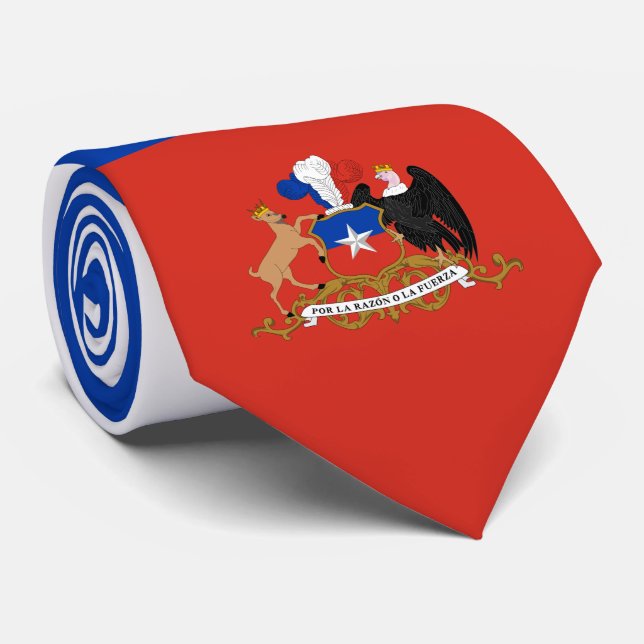 Cravate Drapeau chilien et armoiries, Drapeau du Chili (Roulé)