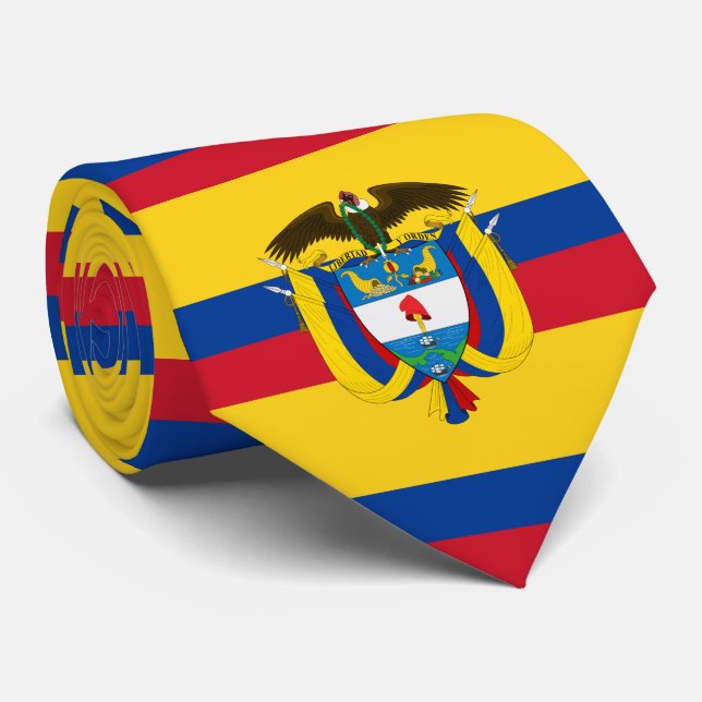 Cravate Drapeau colombien et armoiries de la Colombie (Roulé)