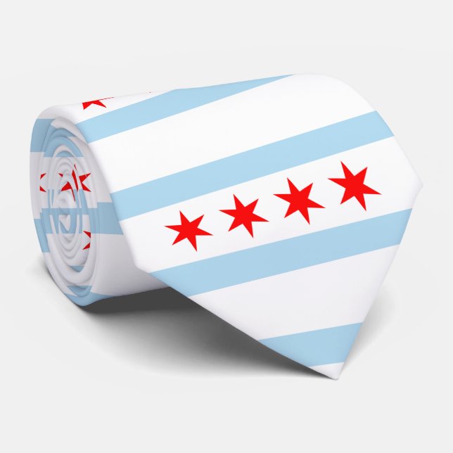 Cravate Drapeau de Chicago, l'Illinois (Roulé)