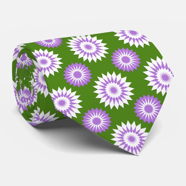 Cravate Drapeau de fierté genderqueer / motif de fleur ver (Roulé)