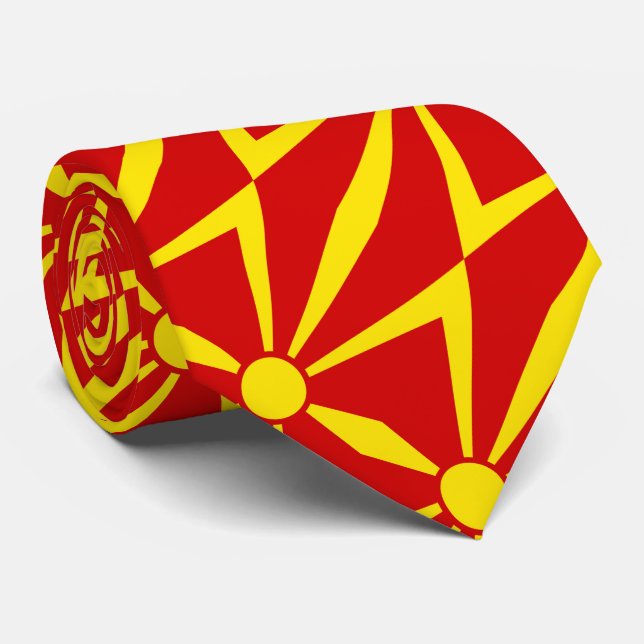 Cravate Drapeau de Macédoine du Nord (Roulé)