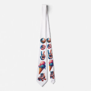 Cravate Drapeau de Patriote Rétro 80