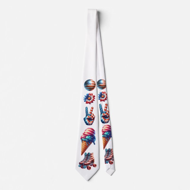 Cravate Drapeau de Patriote Rétro 80 (Devant)