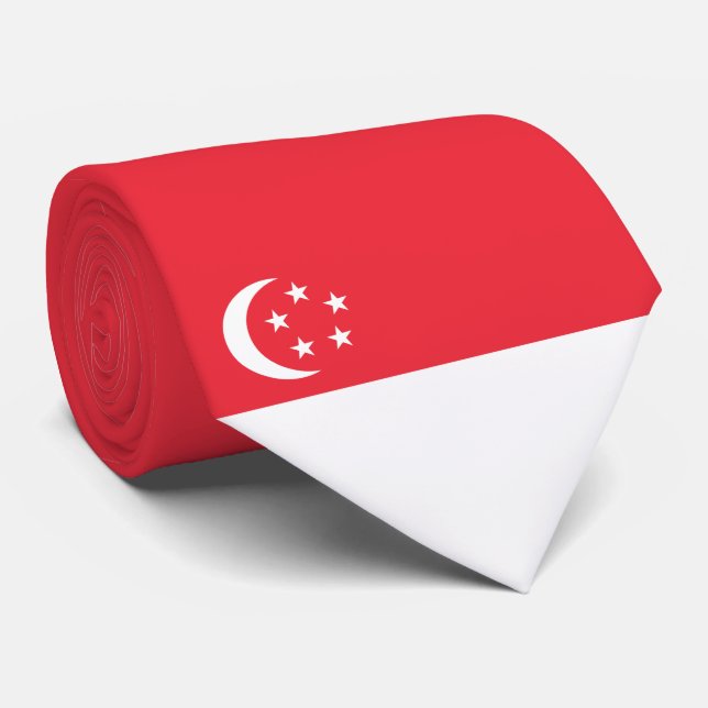 Cravate Drapeau de Singapour (Roulé)