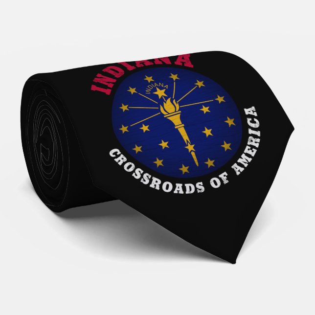 CRAVATE DRAPEAU D'ÉTAT INDIANA CROSSROADS (Roulé)