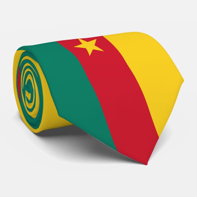 Cravate Drapeau du Cameroun (Roulé)