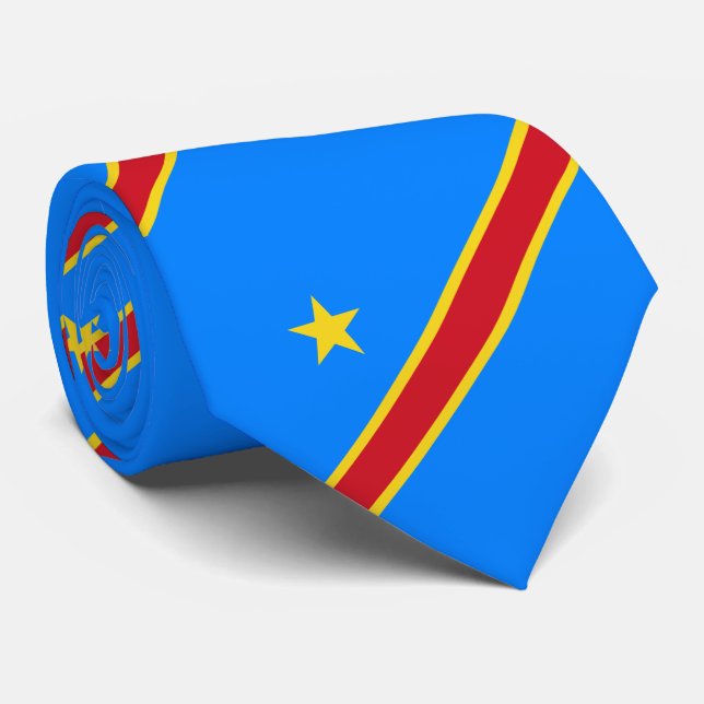 Cravate Drapeau du Congo Kinshasa (Roulé)
