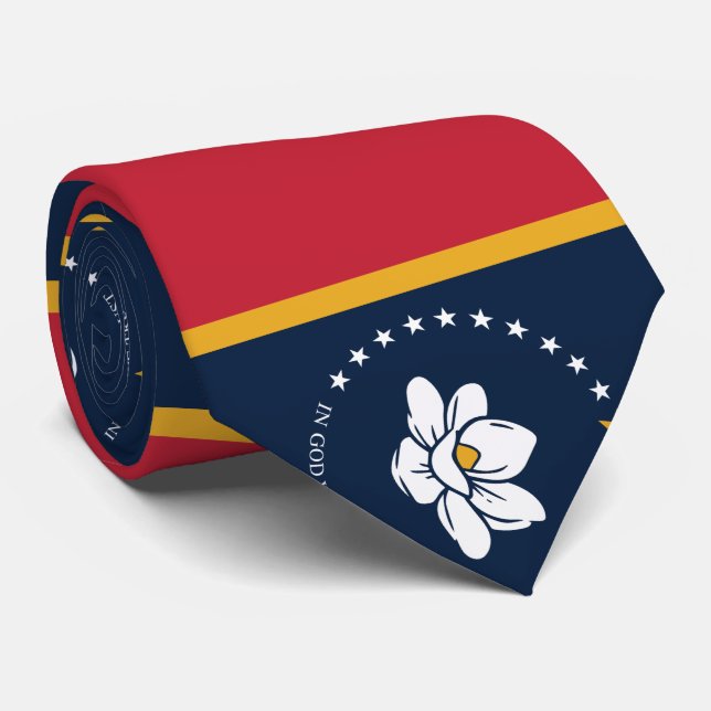 Cravate Drapeau du Mississippi - Nouveau Drapeau de Magnol (Roulé)