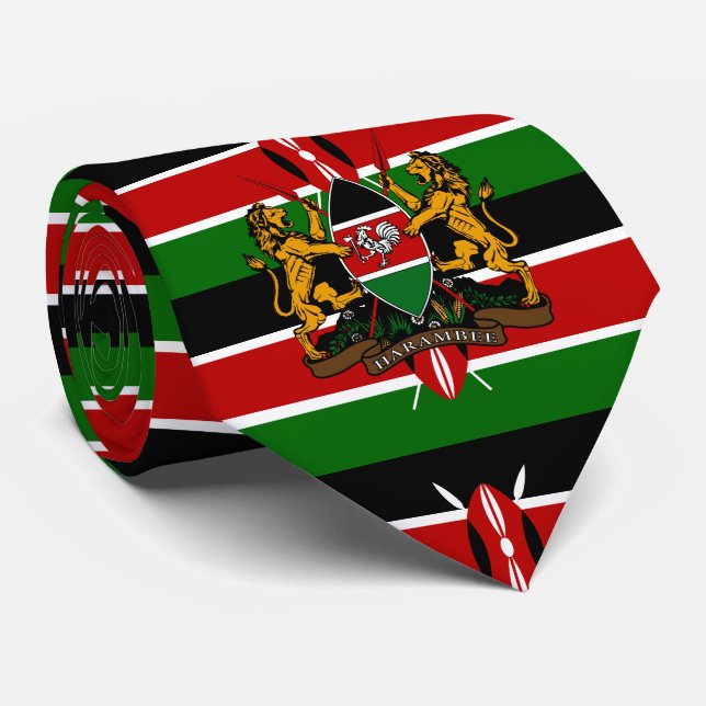 Cravate Drapeau et armoiries du Kenya (Roulé)