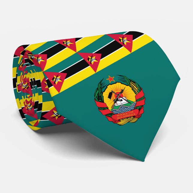 Cravate Drapeau et emblème du Mozambique (Roulé)