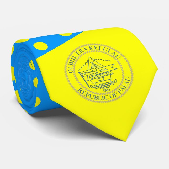 Cravate Drapeau et phoque palaosiens, Drapeau des Palaos (Roulé)