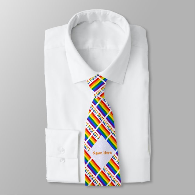 Cravate Drapeau Gay Pride LGBTQ Carreaux (Attaché)