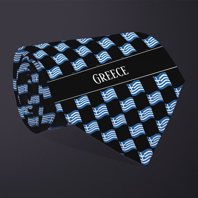 Cravate Drapeau grec ondulé à motif (Créateur téléchargé)