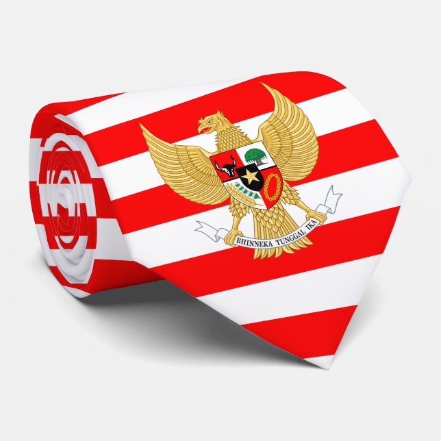Cravate Drapeau indonésien et Emblème national, Indonésie (Roulé)