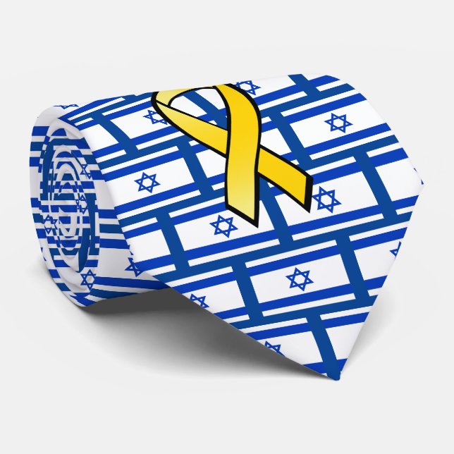 Cravate Drapeau Israélien Ramenez-les Chez Nous Libérez le (Roulé)