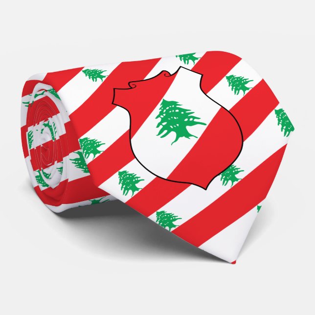 Cravate Drapeau libanais et armoiries du Liban (Roulé)