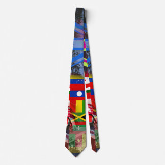 Cravate Drapeau mondial en détresse Glitch Collage abstrai
