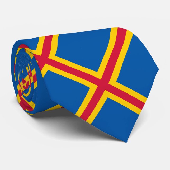 Cravate Drapeau patriotique des îles Åland (Roulé)