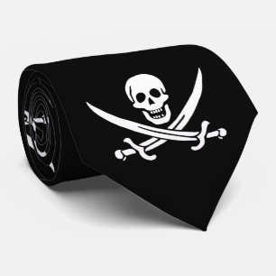 Cravate Drapeau pirate crâne épées croisées