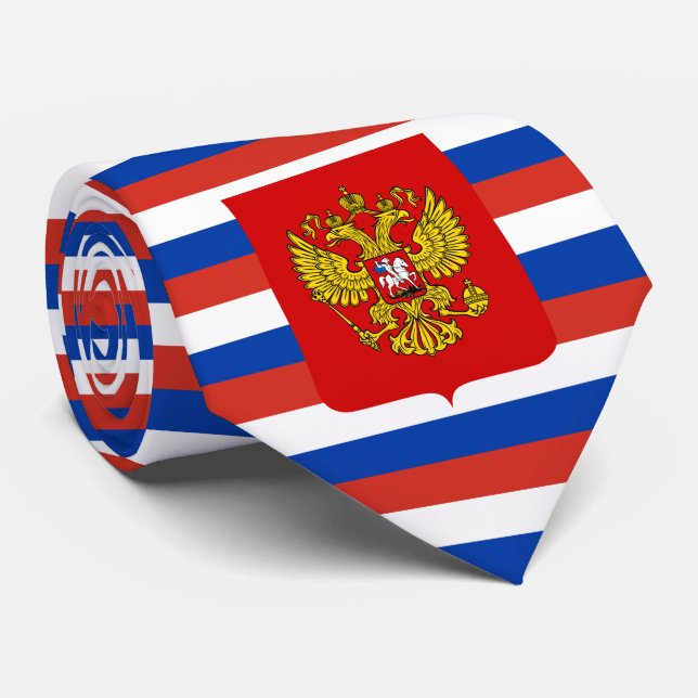 Cravate Drapeau russe et armoiries, drapeau de la Russie (Roulé)
