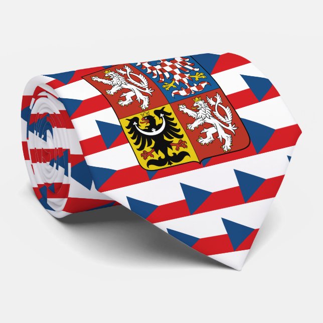 Cravate Drapeau tchèque et armoiries de la République tchè (Roulé)