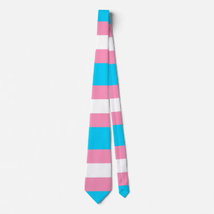 Cravate Drapeau Transgenre LGBTQIA+ Rose, Bleu et Blanc