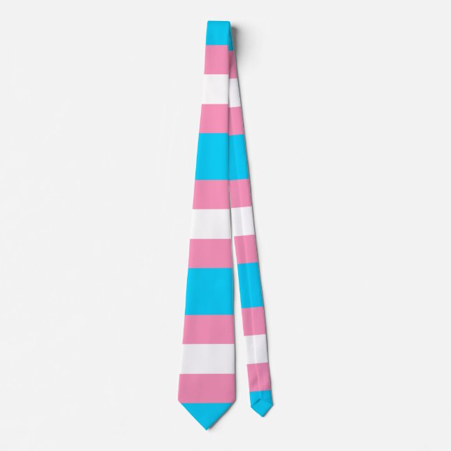 Cravate Drapeau Transgenre | LGBTQIA+ Rose, Bleu et Blanc (Devant)
