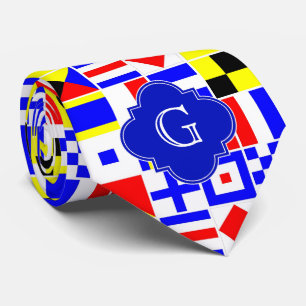 Cravate Drapeaux de signalisation nautique Monogramme de Q