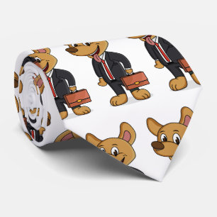 Cravate Drôle chien en costume d'entreprise dessin animé