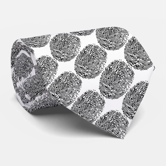 Cravate Drôle criminel noir empreintes blanches pour la po (Roulé)