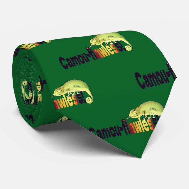Cravate Drôle de Camou-flawless Pun de Caméléon (Roulé)