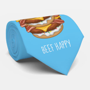 Cravate Drôle Donut Worry Beef Happy Bacon Cheeseburger