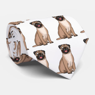 Cravate Drôle joyeux dessin animé de chien de carlin