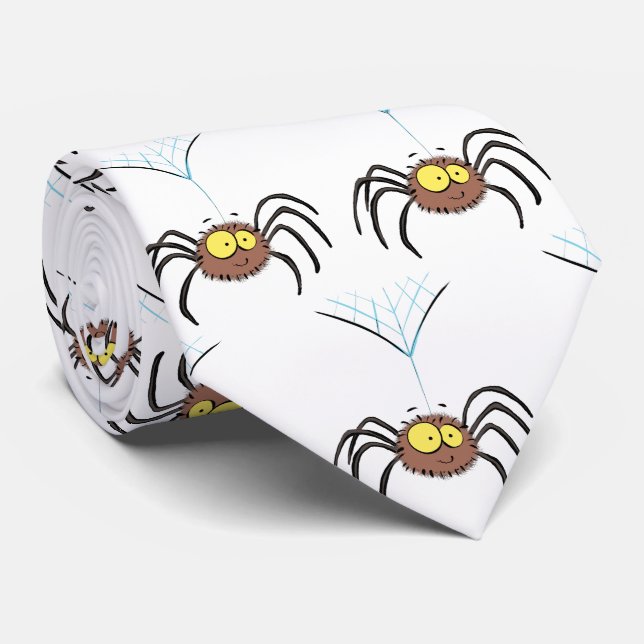 Cravate Drôle mignon dessin animé d'araignée moelleuse (Roulé)