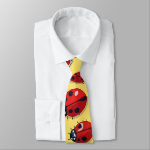 Cravate Drôle Motif rouge et jaune Ladybug