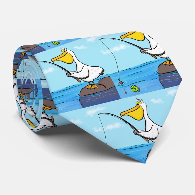Cravate Drôle pélican de pêche (Roulé)