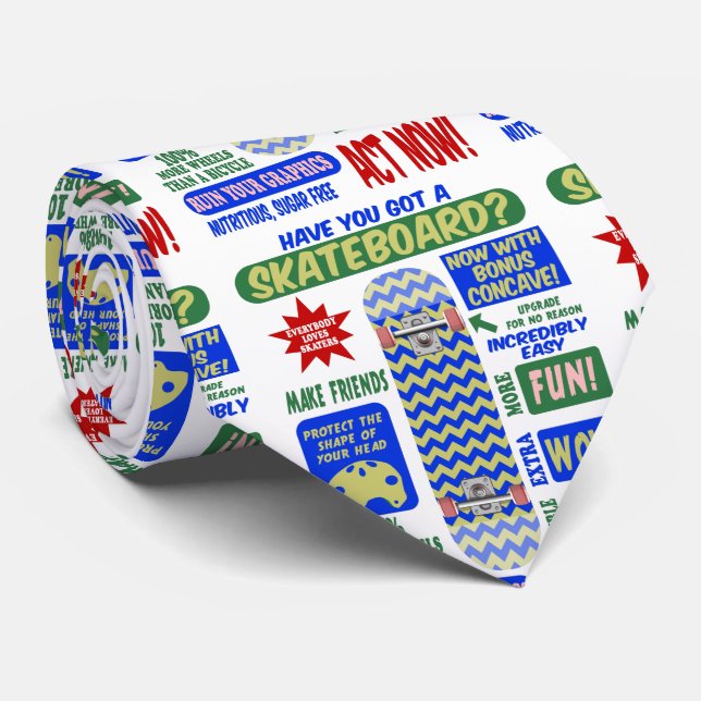 Cravate Drôle poster de skateboard rétro (Roulé)