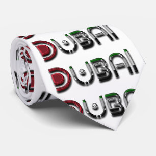 Cravate Dubaï Ville EAU Drapeau couleurs Typographie