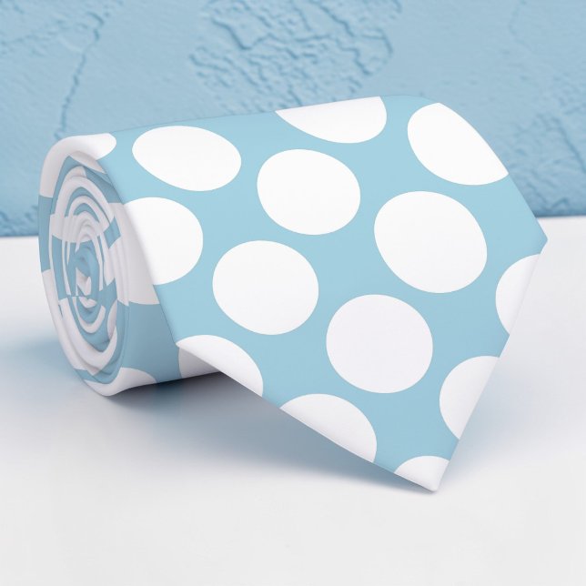 Cravate Dusty Blue Jumbo Polka Dots Custom Necktie (Créateur téléchargé)