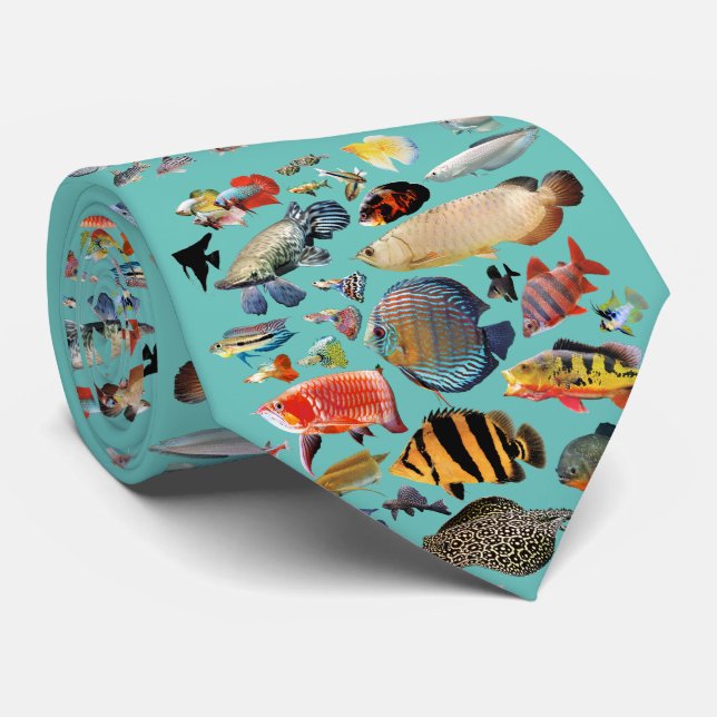 Cravate Eau douce Le poisson tropical ク タ イ (Roulé)