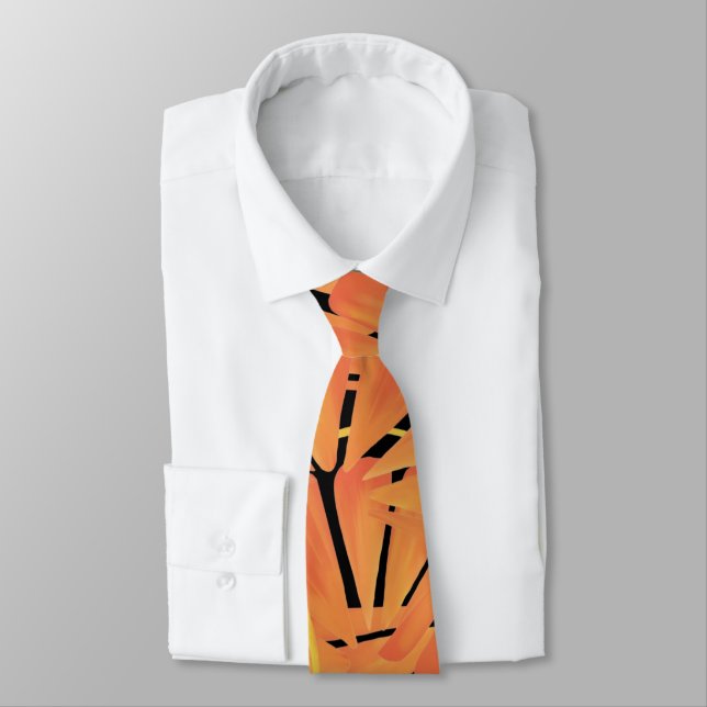 Cravate Ebony Black Et Citrus Orange Tropical Art Design (Attaché)