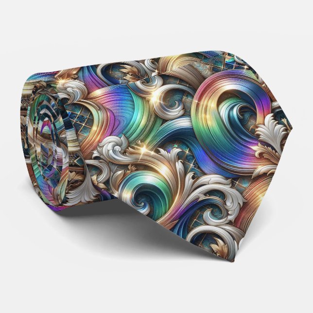 Cravate Écharpe Beach Lovers | Motif holographique à vague (Roulé)