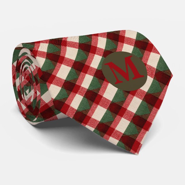 Cravate Écharpe de Noël à carreaux rouges et verts de styl (Roulé)