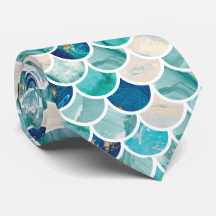 Cravate Échelles de poissons pétillantes de sirène de
