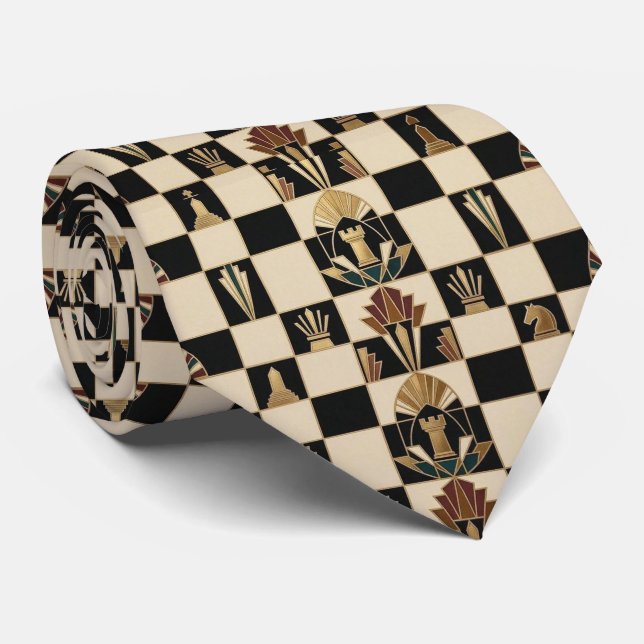 Cravate Échiquier Faux Soie | Jeu d'échecs de luxe Gentlem (Roulé)