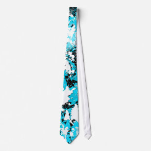 CRAVATE ÉCLABOUSSURE BLEUE ET BLANCHE DE PEINTURE