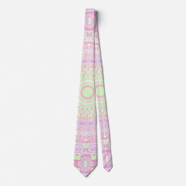 Cravate Éclectique Boho Groovy Tripant Hippie Pastel Manda (Devant)