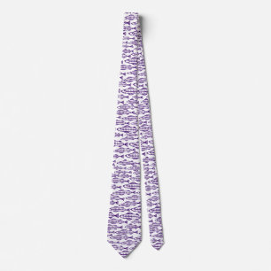 Cravate École de poisson - Violet profond sur blanc